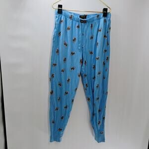 Polo Ralph Lauren Mens Logo Knit Jogger Pajama Sleep Pants Blue horse print